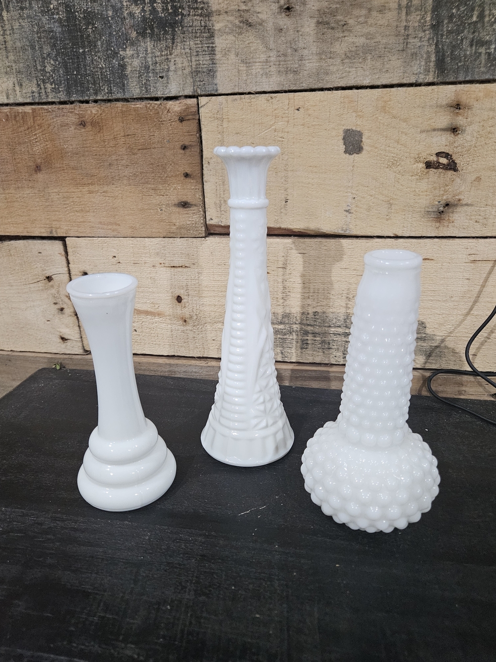 Milk Glass Decorative Bud Vases - White Lot of 3
